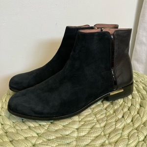 Louise Et Cie Black Suede Leather Tallie Flat Ankle Booties